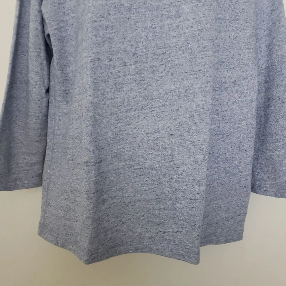J Crew Women's Sweater Large Heather Blue French Terry Casual Preppy Comfy